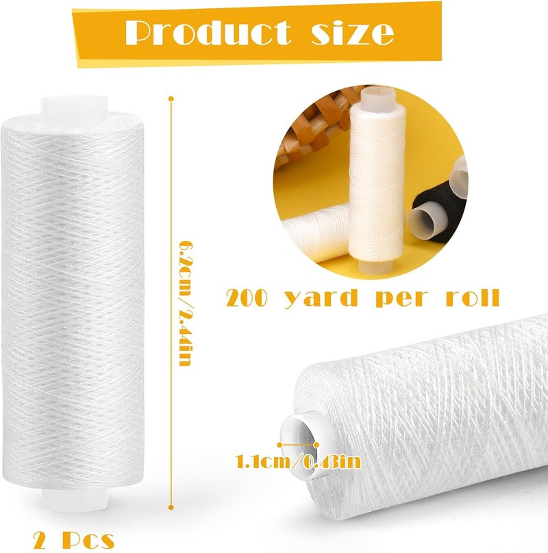 ZMAAGG Sewing Thread, 200 Yards Per Roll White Thread for Sewing, Polyester Threads for Sewing Machine, Hand Stitching, Embroidery - Image 2